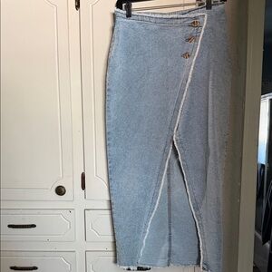 Sincerely Jules Sexy Denim Asymmetrical Skirt with rough edge